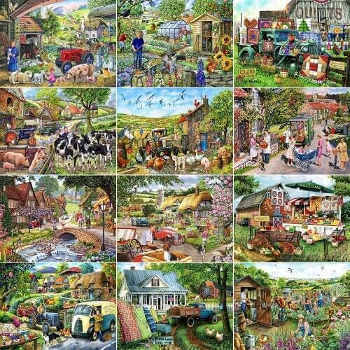 Diamond Mosaic Full Square/Round Farm Landscape Scenery 5D DIY Diamond Painting Embroidery Mosaic Kit Home Decor