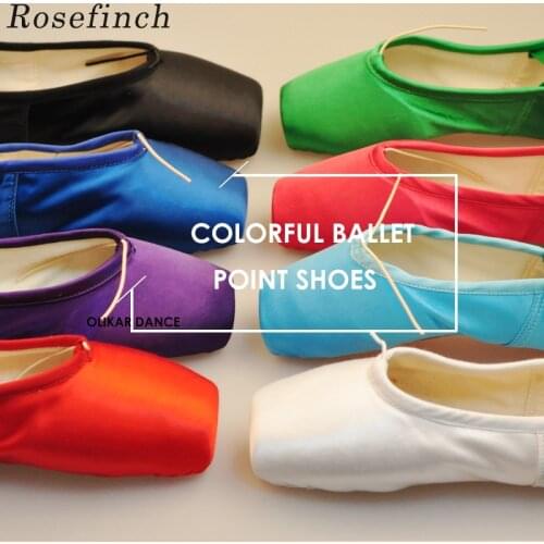 Satin Ballet Pointe Shoes Professional Girls Ladies Ballerina Shoes With Ribbons Shoes For Dancing Performance Red Blue B23