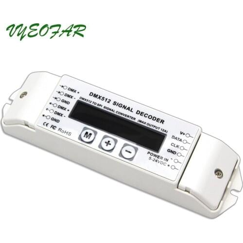 BC-820 DMX To SPI Signal Decoder DMX512 Convertor LPD6803 LPD8806 WS2811 WS2801 SK6812 UCS1903/9813 WS2812B Pixel Controller