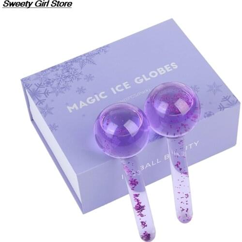 Large Beauty Ice Hockey Energy Beauty Crystal Ball Facial Cooling Ice Globes Water Wave Face and Eye Massage Skin Care 2pcs/Box