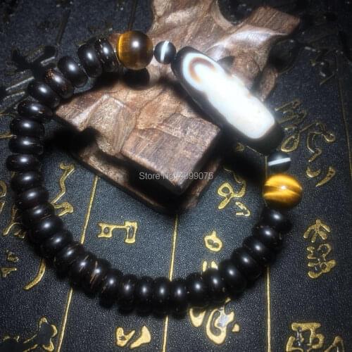 DZI men&womens bracelet 9mm coconut shell&10mm natural tiger eye stone men jewelry bracelet can be customized
