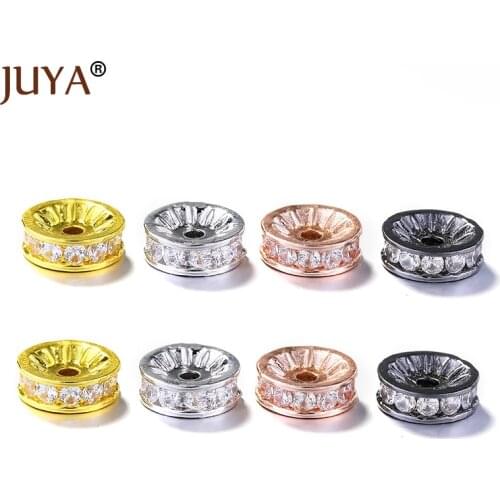 Spacer Beads For Jewelry Making High Quality AAA Zircon Rhinestone 5MM/8MM/10MM Beads Findings mix Wholesale 10pcs