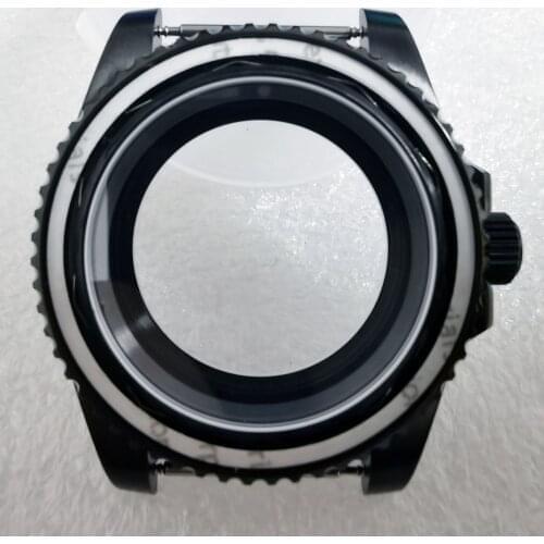 40mm Stainless Steel Sapphire Glass 100m Pvd Black Sub Watch Case Suitable For Nh35 Automatic Mechanical Movement Diving 10atm