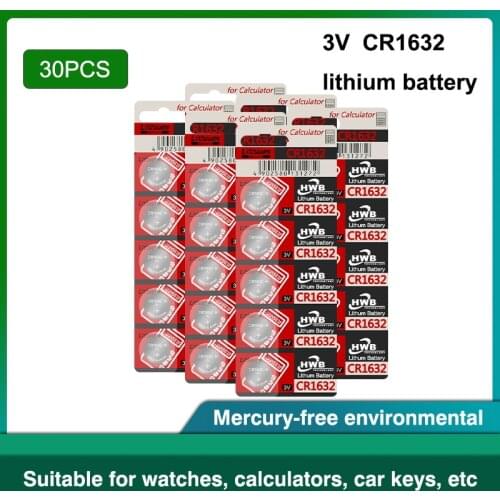 CR1632 Button 30 x Cell Coin Batteries for maxell CR1632 Car Remote Control Electric Alarm 3V Lithium Battery For Toys Watches