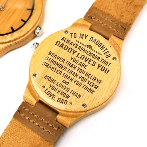 To My Daughter-Engraved Wooden Watch Women Watch Japan Automatic Quartz Watches Girl Wrist Maple Wood Watch Gifts