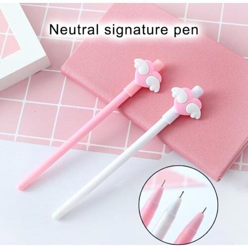 Wing Heart Shape Gel Pen Long Lasting Ink Signature Pen Stationery for School Office DU55