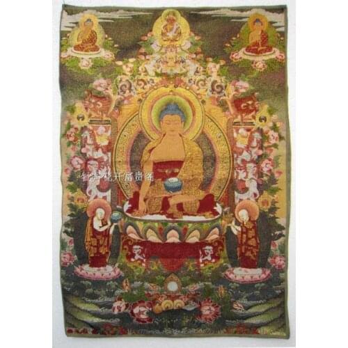 Chinese collection the Thangka embroidery Pharmacist Buddha diagram