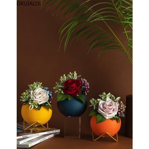 DXUIALOI Nordic Creative Vase Decoration Ceramic Crafts Housewarming Gift Home Living Room Flower Arrangement Vase Decoration
