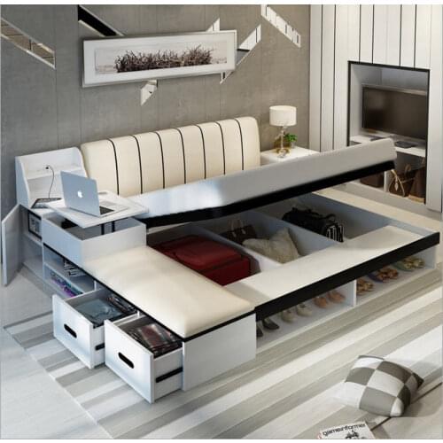 Real Genuine cow leather bed Soft Beds Bedroom camas lit muebles de dormitorio yatak mobilya quarto safe desk table book cabinet