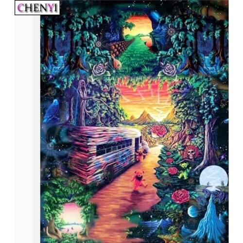 CHENYI DIY 5D Diamond Painting Mysterious Forest Rhinestone Embroidery Diamond Mosaic Cross Stitch Landscape Pictures Home Decor