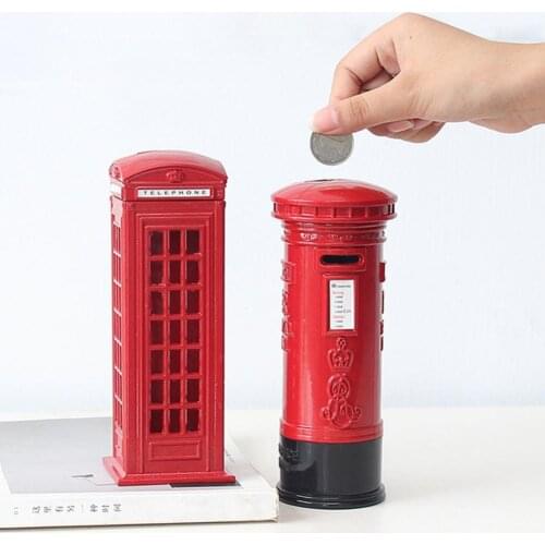 Postbox model ornaments Aluminum alloy craft piggy bank British wind letter box London street letter box