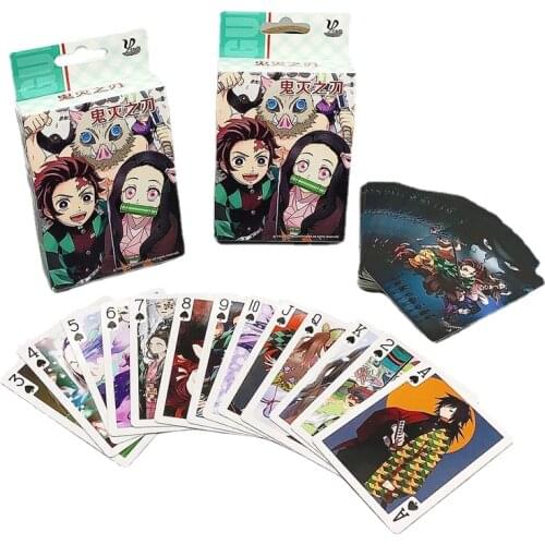 Anime Demon Slayer Kimetsu No Yaiba Pattern Poker Card Figure Cards Poker Board Game Playing Cards Desktop Games Gift