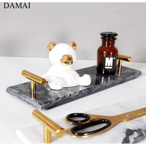 Nordic Natural Marble Tray Decorative Cosmetic Container Jewelry Organizer Bathroom Washing Storage Tray Home Decoration Modern