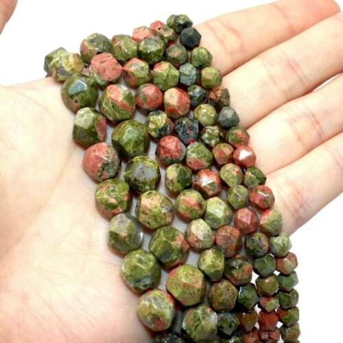 Faceted Natural Stone Unakite Stone Beads Spacer Beads For Jewelry Making Diy Bracelet Necklace Accessories 6/8/10 MM