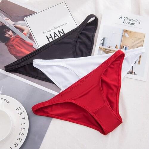 Low Waist Sexy Briefs Half-covered Buttocks Ladies Panties Soft Milk Silk Solid Color Bikini Underwear