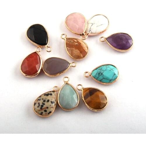 Natural Stone Drop Pendants Hole Connector For Jewelry Making DIY Necklaces Bracelet Charm For Making Jewelry