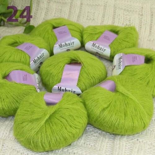 Sale New 8BallsX25g Luxury Soft Mohair Warm Wrap Shawl Hand Knit Crochet Yarn Jelly Lime 291-24-8