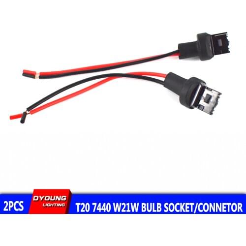 Socket T20 7440 W21W Car Led Switchback Back-Up Reverse Brake Turn Signal Light Cable Connector Auto Lamp Holder Base 2Pcs/Lot