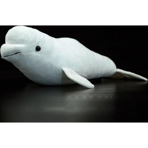40CM Length Lifelike White Whale Stuffed Toy Soft Real Life Ocean Animal Beluga Whales Plush Toys Gifts
