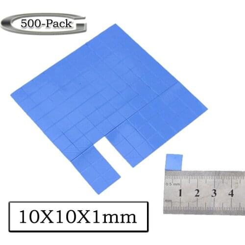 500pcs Gdstime 10mm x 10mm x 1mm 0.1cm Thickness Blue Thermal Conductive Silicone Pad