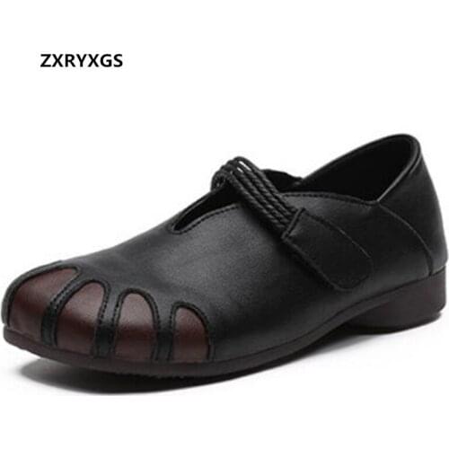 Special Offer Promotion 2020 New Autumn Shoes Women Genuine Leather Shoes Womens Shoes Soft Comfortable Mother Flat Shoes