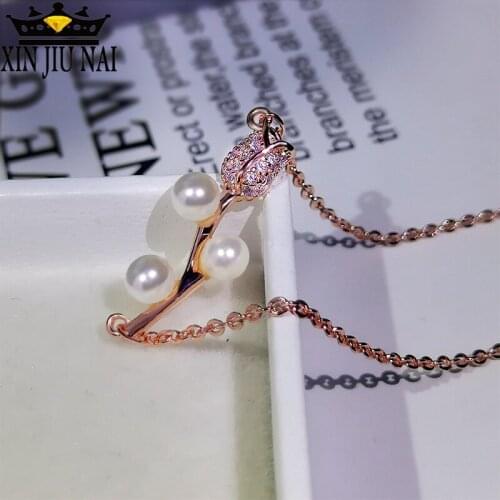 Temperament ins Japanese and Korean style trend repair neck clavicle chain creative rose shape freshwater pearl zircon necklace