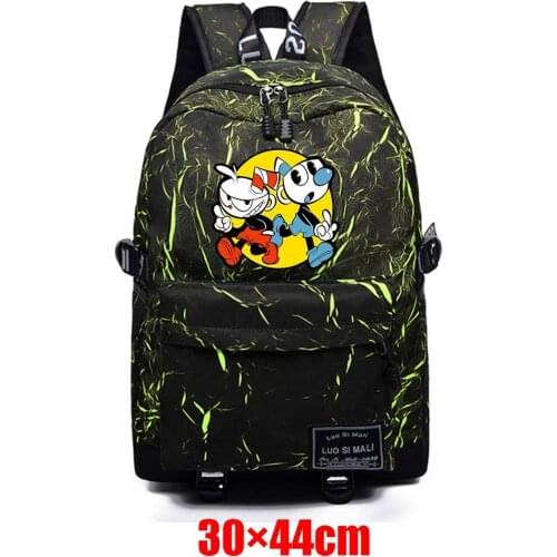 Cuphead Fabric Backpack Zipper Packsack Teenager High Quality Schoolbag Unisex Mochila Student Casual Travel Laptop Bag