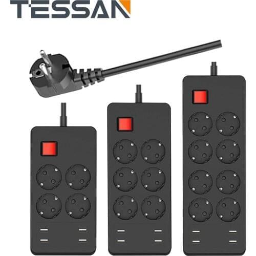 Power Strip Universal Electrical Socket EU Plug 4/6/8 Outlets 4 USB With 1.8M Extension Cord Surge Protector for Home Office