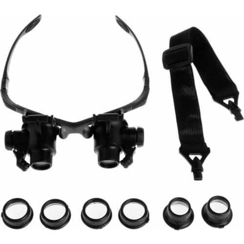 Headband Repair Magnifier With LED Light Dual Eye Jewelry Magnifying Glasses 10X 15X 20X 25X
