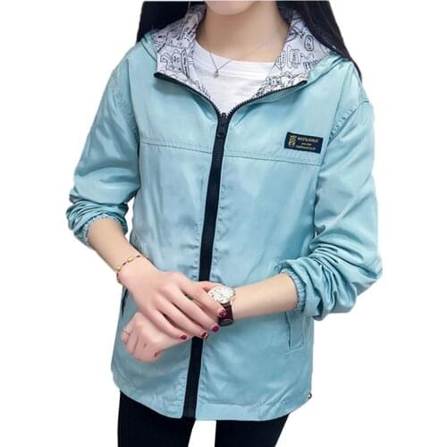 Autumn Women Windbreaker Fashion Hooded Wear on Both Sides Thin Section Short Outwear Female Student Plus Size Trench Coat 3XL