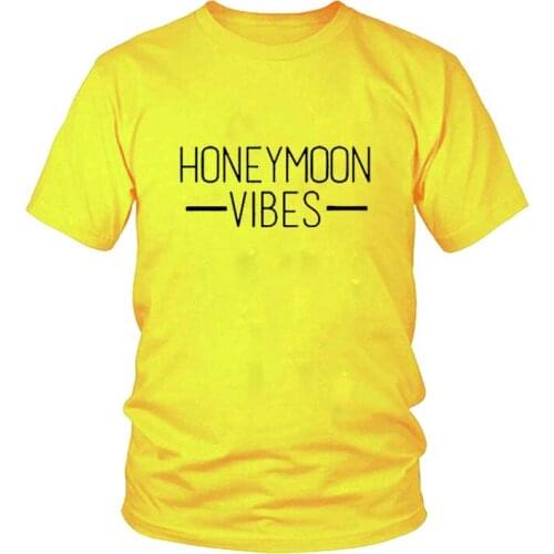 Women Couple Vacation T Shirts Tee Hubby Wifey Love Bride female T-Shirt Tops Honeymoonin Honeymoon Vibes T Shirt Men Wedding