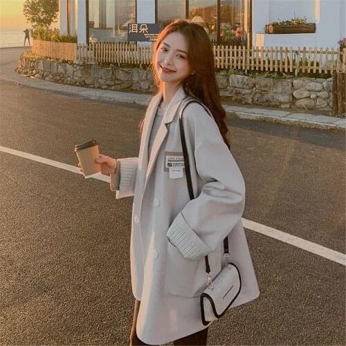 Y2k High Street Loose Casual Elegant Blazer Women Korean Harajuku Oversized Vintage Jacket Lapel Patchwork Pockets Coat Female