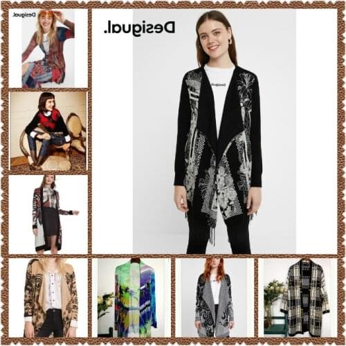 More Desigual 2020 spring new womens dress wrinkle jacquard mid-length cardigan
