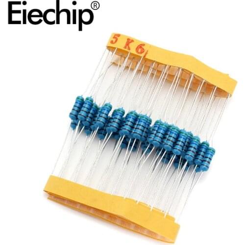 100pcs/lot 0.5W 1 ohm 1% Metal film resistor 1/2W resistance 5.6K Electronic resistors