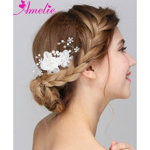 3pcs Lot Handmade Organza Flower Rhinestone Bridesmaid Hair Comb Girls Hair Side Accessories Flower Haircombs