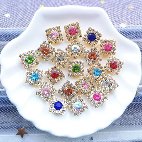 30pcs 10mm Square Rhinestone for Needlework Jewelry Making Crystal Cabochons Patch DIY Handmade Headband Crafts Accessories