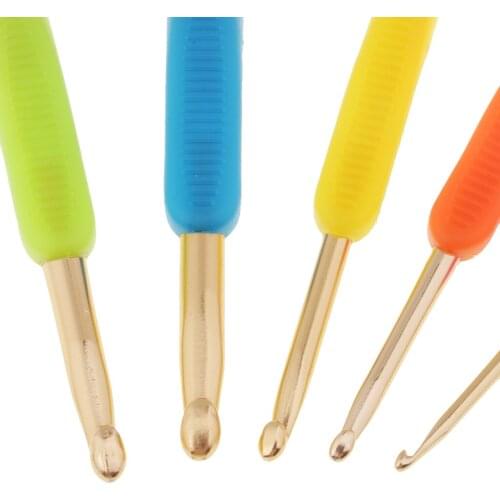 5Pc Mixed Aluminum Crochet Hooks Set Craft Knitting Yarn Needles 3.0mm-5.5mm