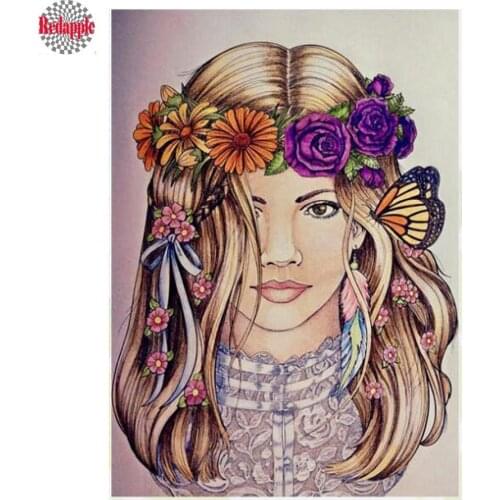 Character custom 5D Diamond Painting Cross stitch Kit Wall decoration Mosaic Diamond flower girl round diamond Embroidery sale