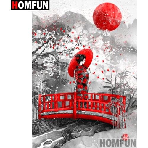 HOMFUN Full Square/Round Drill 5D DIY Diamond Painting "Japanese woman" Embroidery Cross Stitch 5D Home Decor Gift A08816