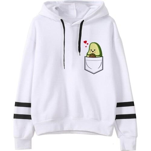 Avocado Hoodies Fashion Small Fresh 90s Women Vegan Kawaii Cartoon Harajuku Print Sweatshirts Warm Female Ullzang Graphic Hoody
