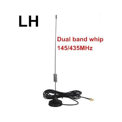 Dual band 145/435M SMA female mini whip antenna for handy walke talkie car radip magnet mount antenna