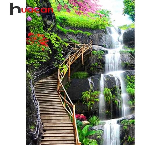 Huacan 5d Diamond Painting New Arrivals Landscape Diamond Embroidery Sale Waterfall Mosaic Wall Art