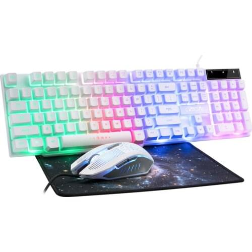 Gaming Keyboard and Mouse Combo LED Breathing Backlit USB Wired Full key Professional Colorful Mouse 3200 DPI Mechanical Feel
