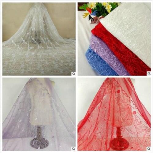 Exquisite Three-dimensional Full-width Embroidery Flower Mesh Fashion Lace Fabric Material Wedding Dress