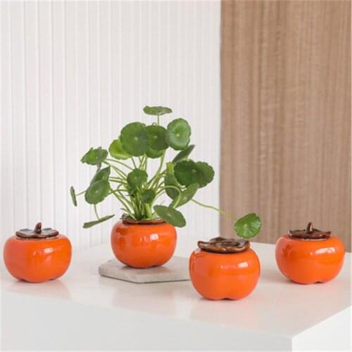 Creative Persimmon Green Dill Vase Ceramics Hydroponic Plant Vase Succulent Plant Bonsai Porcelain Flower Pot Tabletop Ornaments