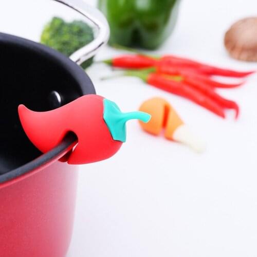 Kitchen Prevent Overflow Lid Holder Silicone Pot Clips Supplies Shelf Soup Pot Clip Cute Pepper Pan Cover Anti-overflow Rack