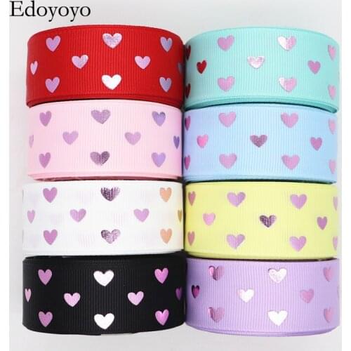 10 Yards 1" 25MM Valentines Day Pink Gold Heart-Shaped Printed Ribbon For Hair Bows DIY Crafts Handmade Accessories M20012103