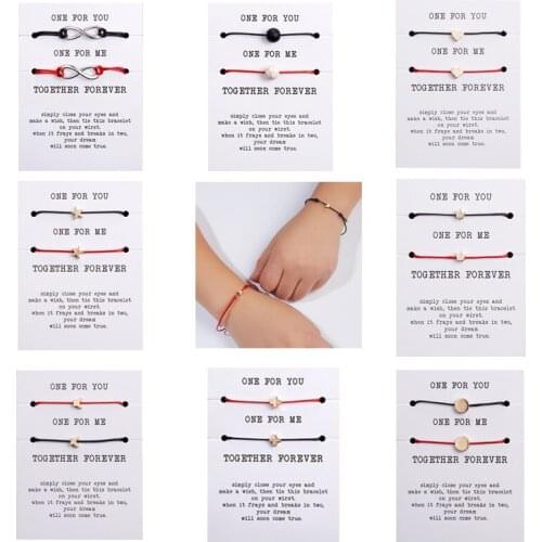 Hot-selling One for You/me 2 Pack Natural Stone Cross Butterfly Yellow Roll Couple Good Friend Knitting Adjustable Set Bracelet