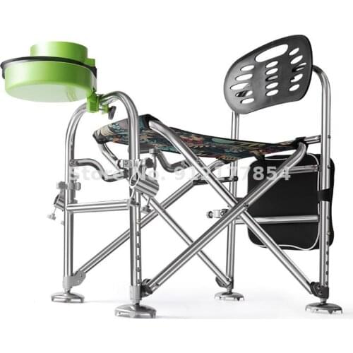 Multifunctional fishing chair can be raised and lowered, with bait basin, foldable fishing chair, portable fishing equipment, fi