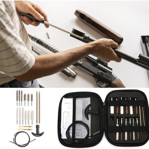 19pcs/Set Gun Barrel Cleaning Kit Pistol Handguns Rod Cleaner Brush Tools for 11/29/9mm 10/45 Caliber Rifle Shotgun Hunting Tool